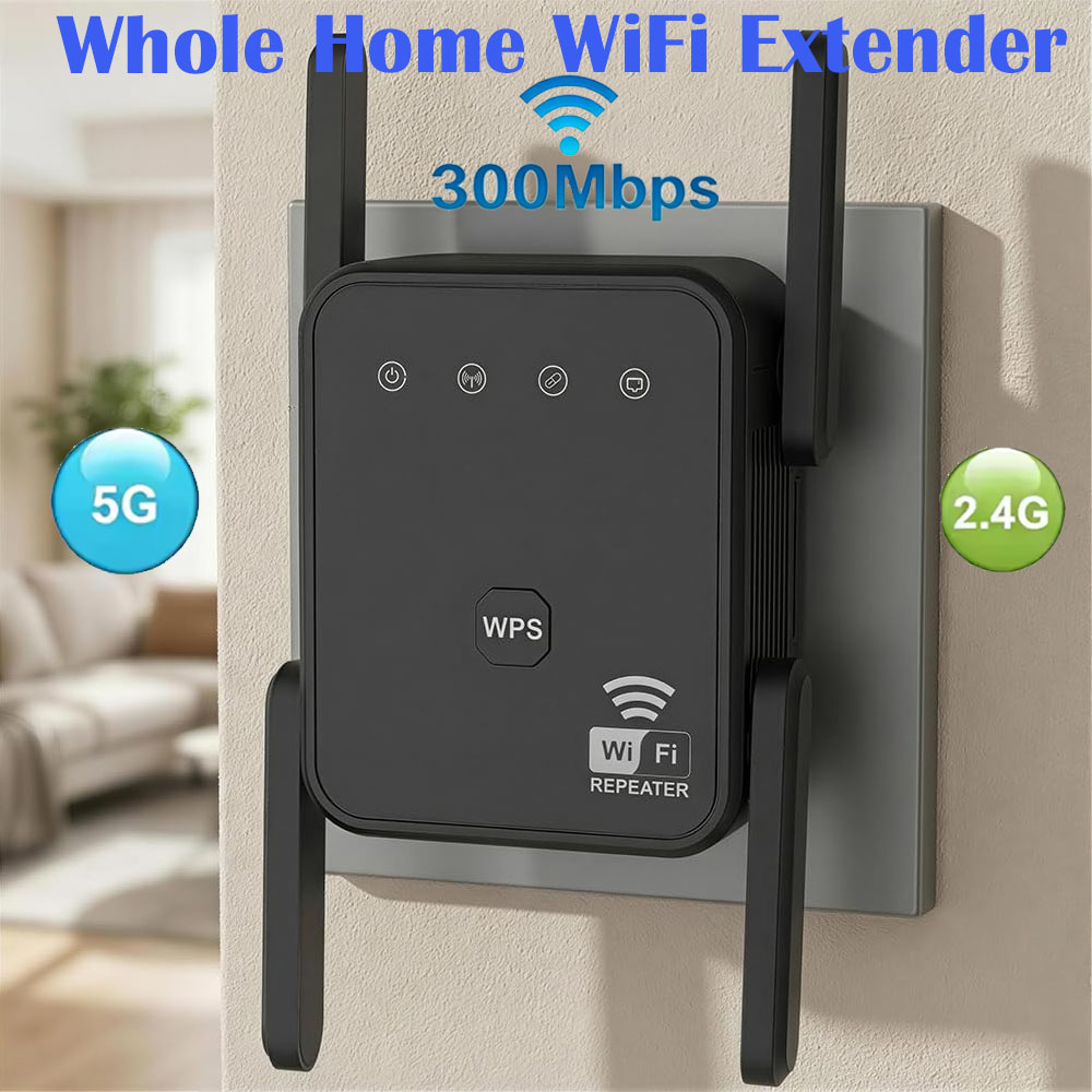 Home Security Service - 2026年新型WiFiリピーター 300Mbps 2.4GHz ワイヤレスWiFiアンプ 信号拡張器 家庭用壁掛けWi-Fi信号ブースター