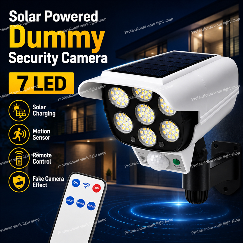 Home Yard Security Cameras - 77個のLEDソーラーダミーセキュリティカメラライト、屋外モーションセンサー付きウォールランプ、リモコン付き、3つのモード、家庭、庭、ガレージ用