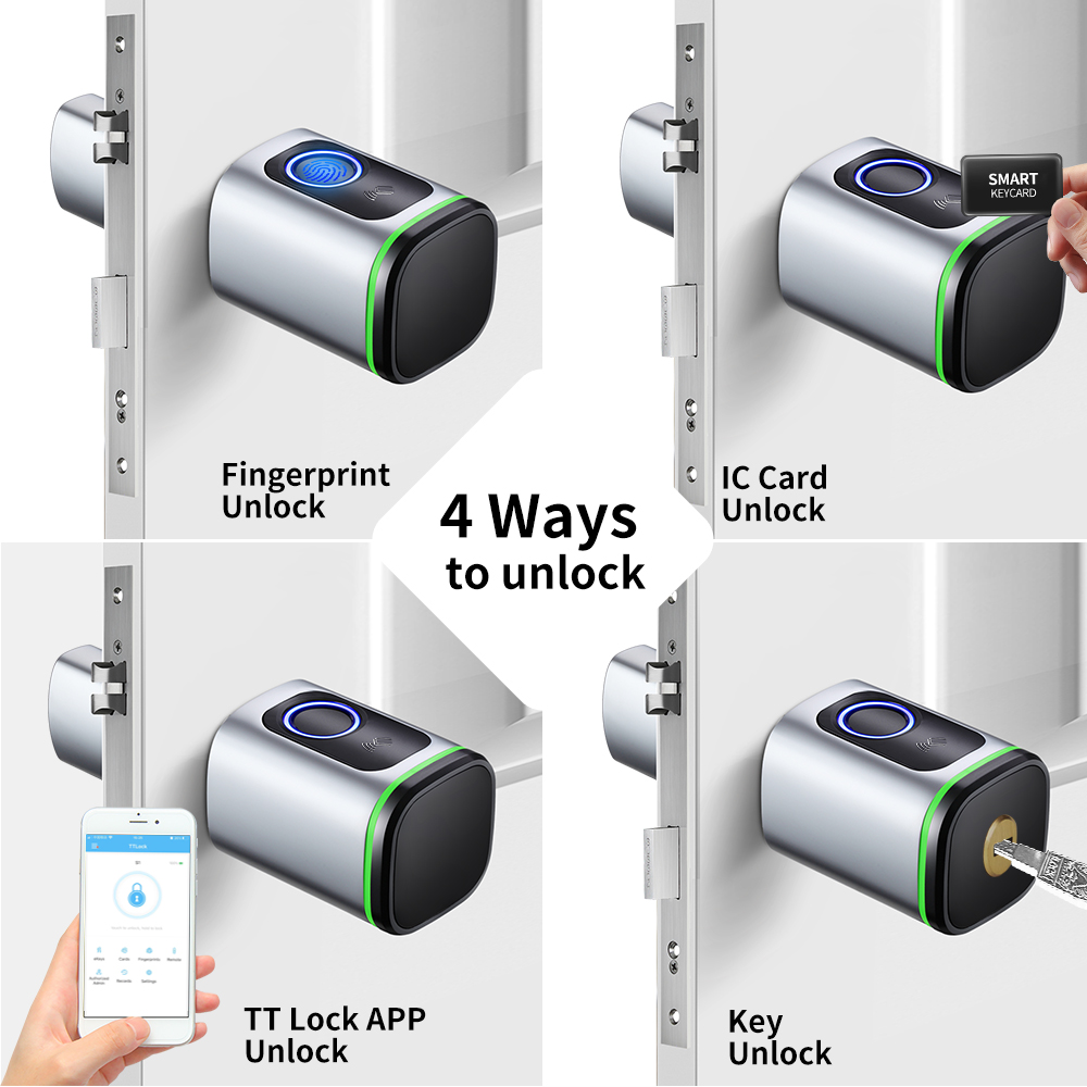Home Security Keypad - TTLOCKアプリ対応 電子デジタルスマートシリンダー 指紋認証/パスワード/Bluetooth/13.56mhz RFIDカード/メカニカルキー/ユーロロック