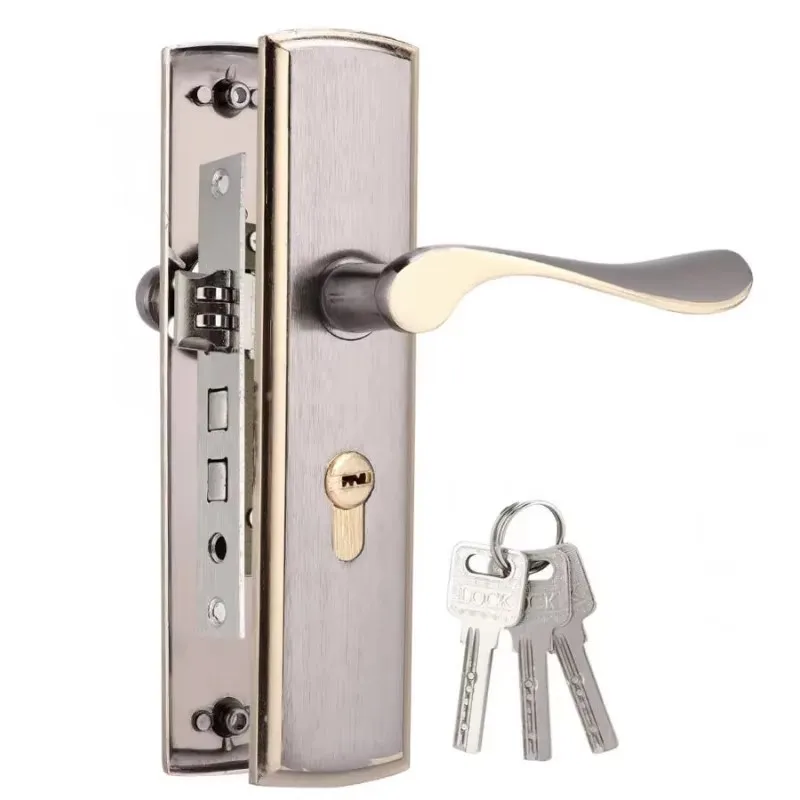 Home Security Essential - 家,室内,寝室,リビングルーム,キッチン用のロック解除キー付きの静かなドアハンドル