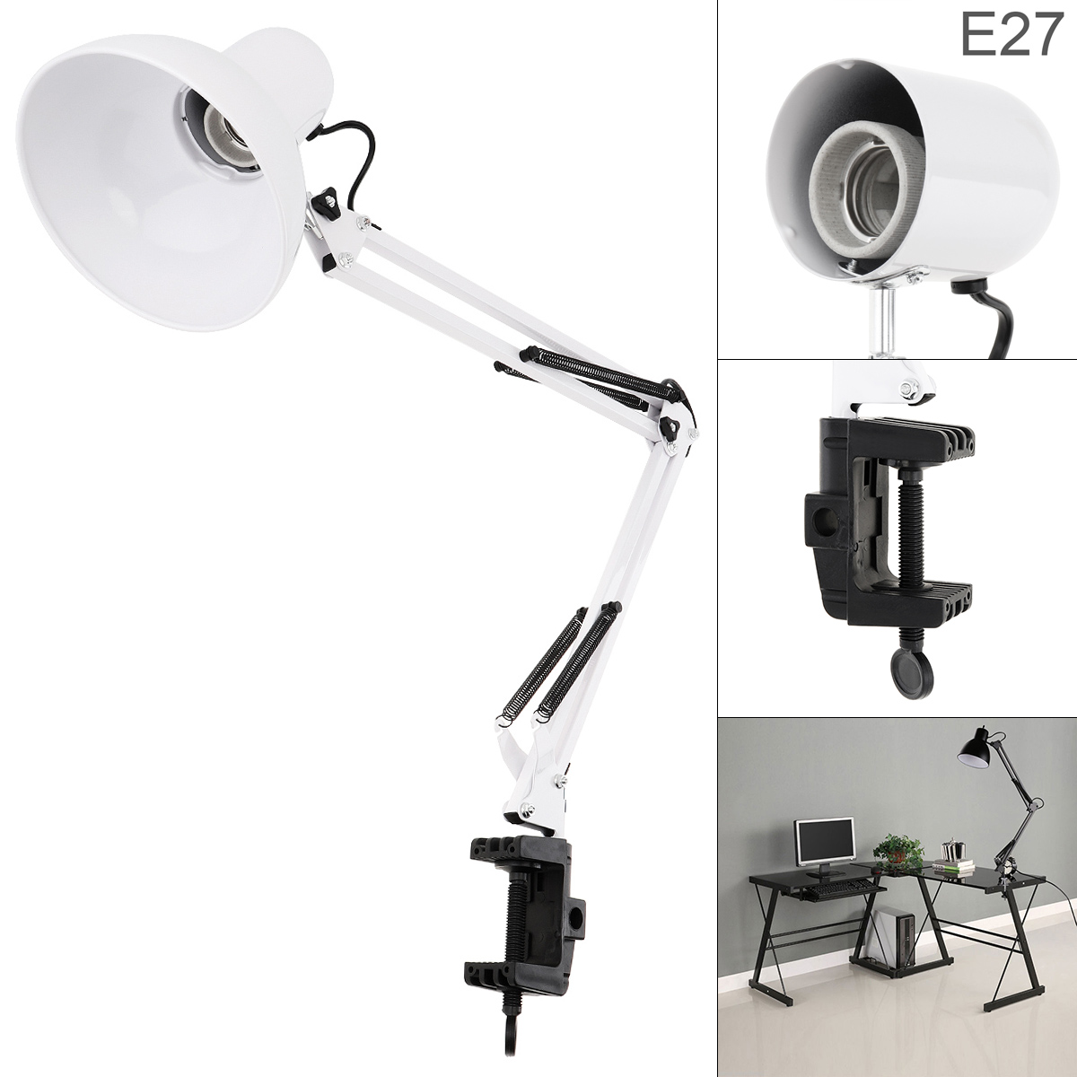 Home Security Beams - 回転アーム付きテーブル,回転する頭とクランプ付きの目の保護ランプ,360度回転,オフィス/家庭用