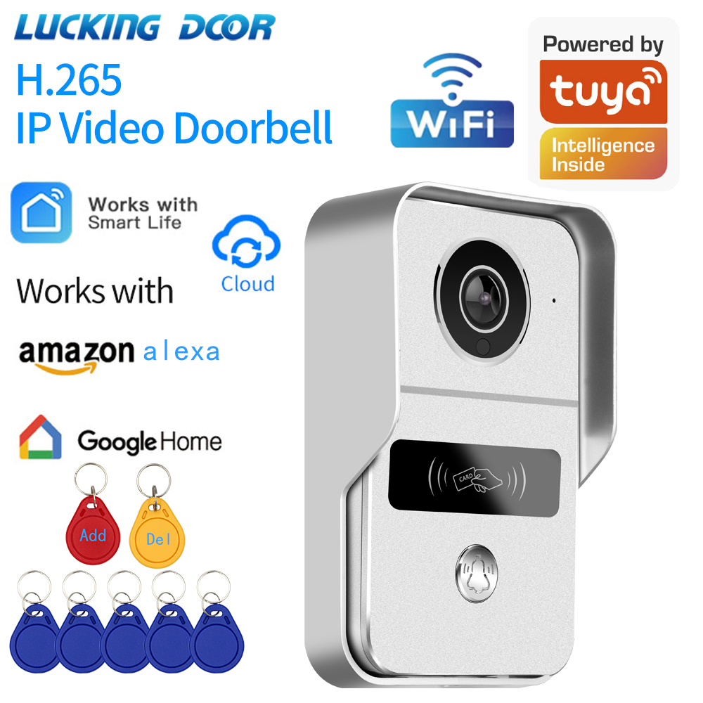 Home Security Doorbell Camera - Tuya-ワイヤレスビデオドアベル,wifi,電話インターホン,オプションのロック,ロック解除モジュール,1080p,rj45,poe