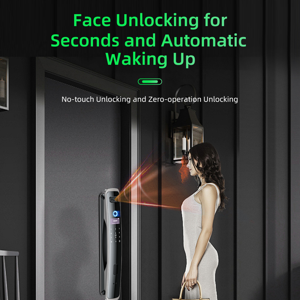 Home Security Doorbell Camera - EGFirtor スマートパスワードロック 3D 顔認識指紋 IC カードキーセキュリティホームドアロックカメラ付き