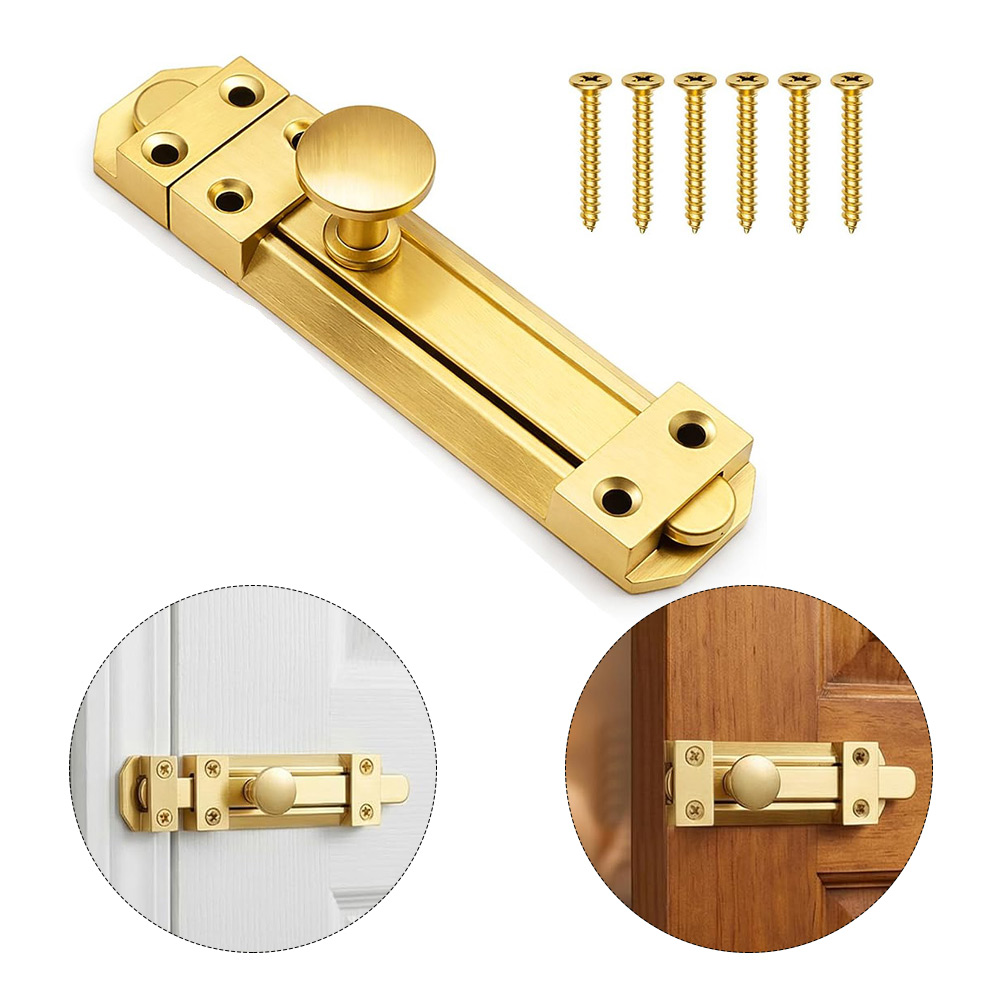 Home Security Locks For Doors - 5 インチソリッドブラス引き戸ロックデューティーセキュリティゲートボルトラッチ家庭用バスルームキャビネット食器棚ハードウェア