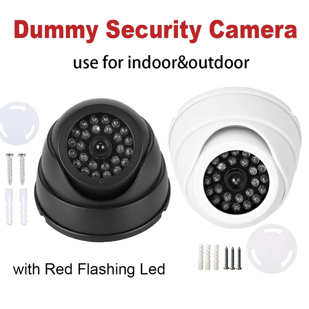 Home Security Beams - 偽のセキュリティ監視CCTVドームカメラハウジング、赤色LEDライト1個付き、屋内ホームカムシステム、電池式、リアルな外観