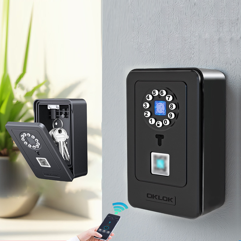 Home Security Locks For Doors - インテリジェント南京錠ハングデザインパスワード保管デポジットケース家庭用指紋セーフデジタルドアロックボックスセキュリティスマートキー