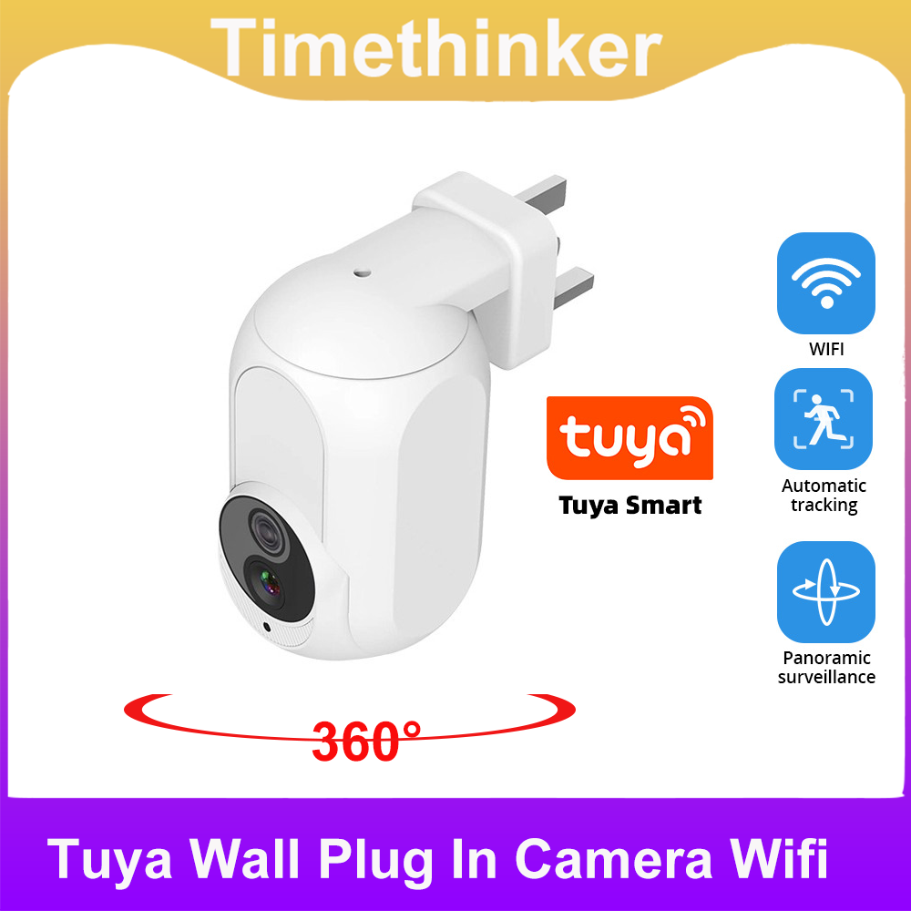 Home Security Beams - タイムシンカー Wifi 360 ° カメラ壁掛けプラグイン1080P監視ホームセキュリティHDカメラナイトビジョンLEDランプライトIP Tuyaカメラ