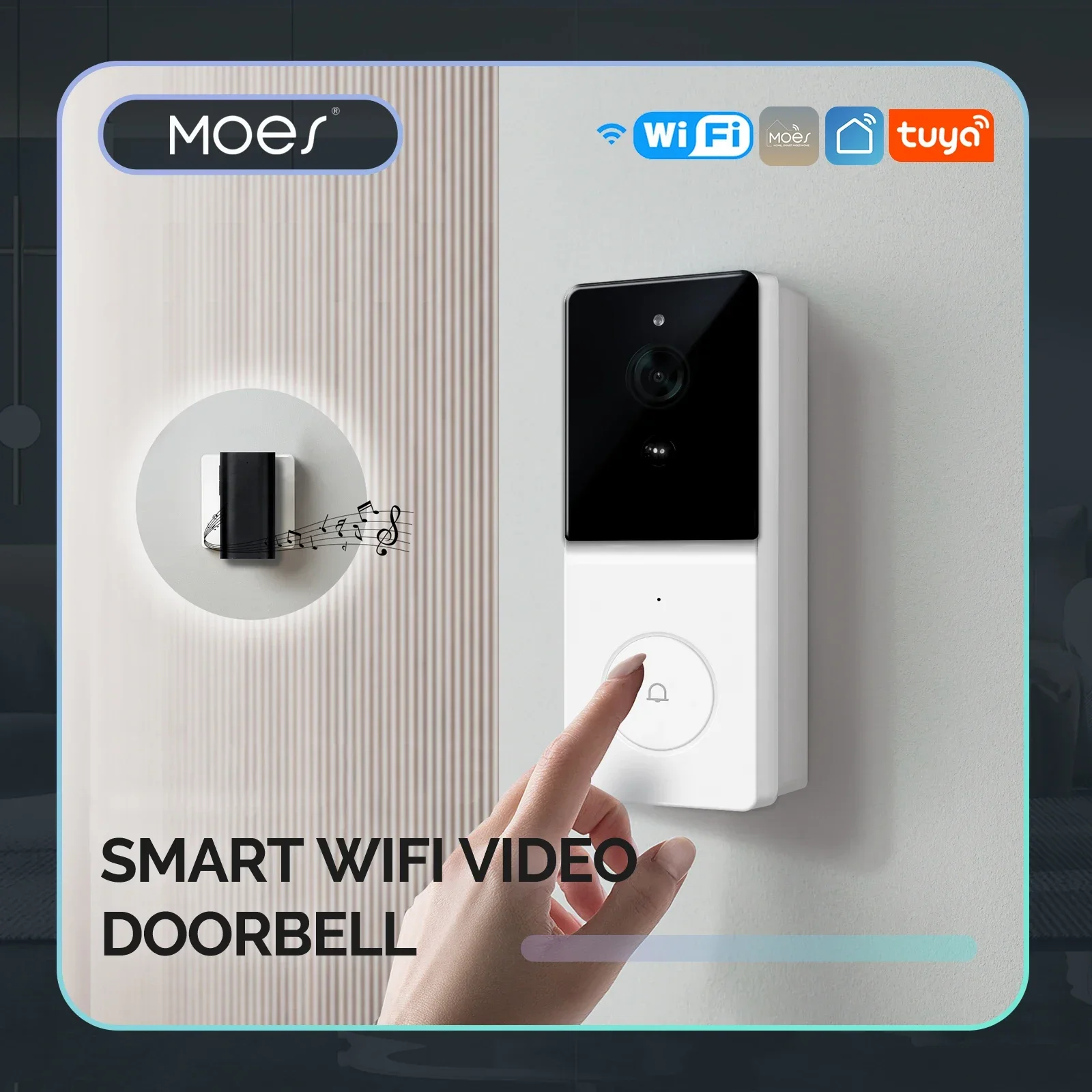 Home Security Doorbell Camera - 2方向オーディオ,ナイトビジョン,ワイヤレスドア製品を備えたTuyaスマートドアベル