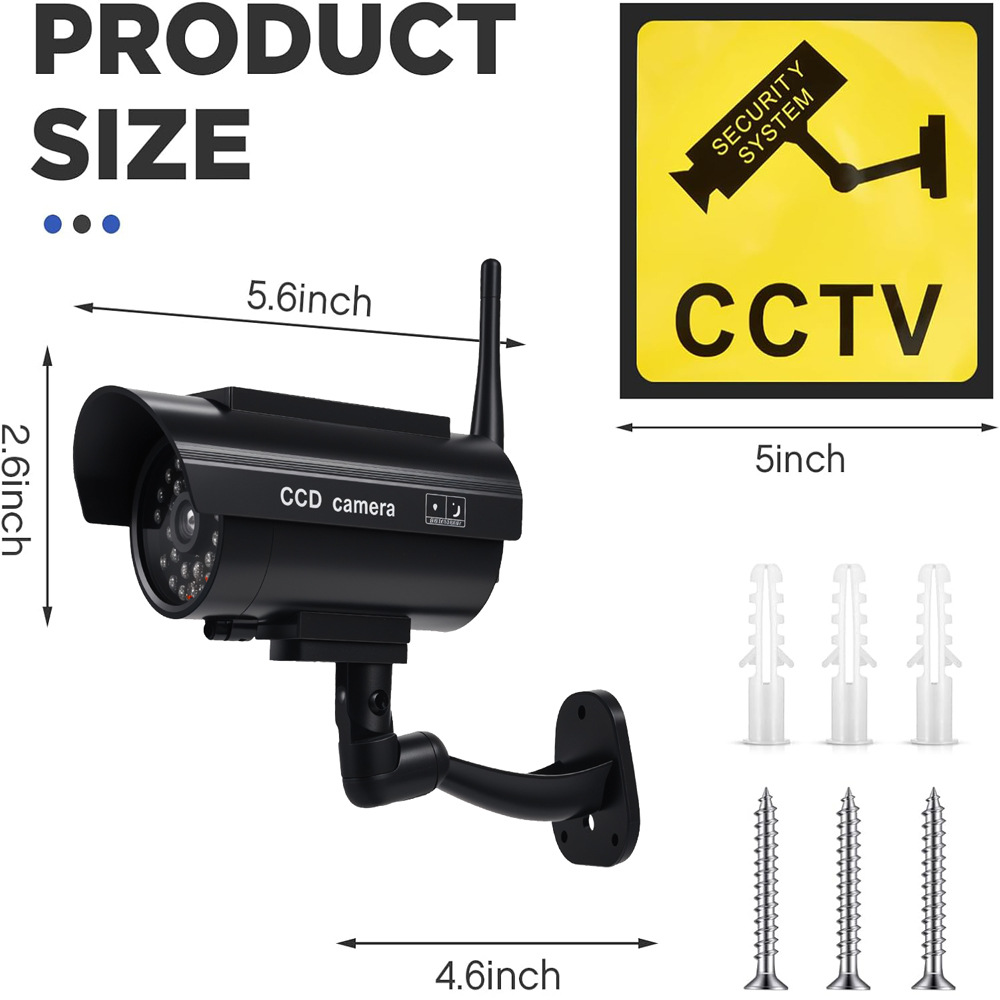 ミニソーラーパワー防水偽カメラアンテナ付きダミーCCDセキュ - Home Yard Security Cameras のレビューと価格