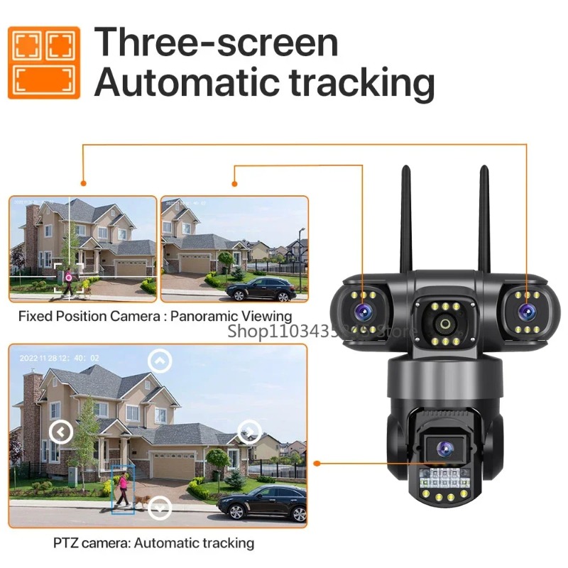 屋外防水3レンズセキュリティカメラ、4G SIM対応、360 - Home Yard Security Cameras のレビューと価格