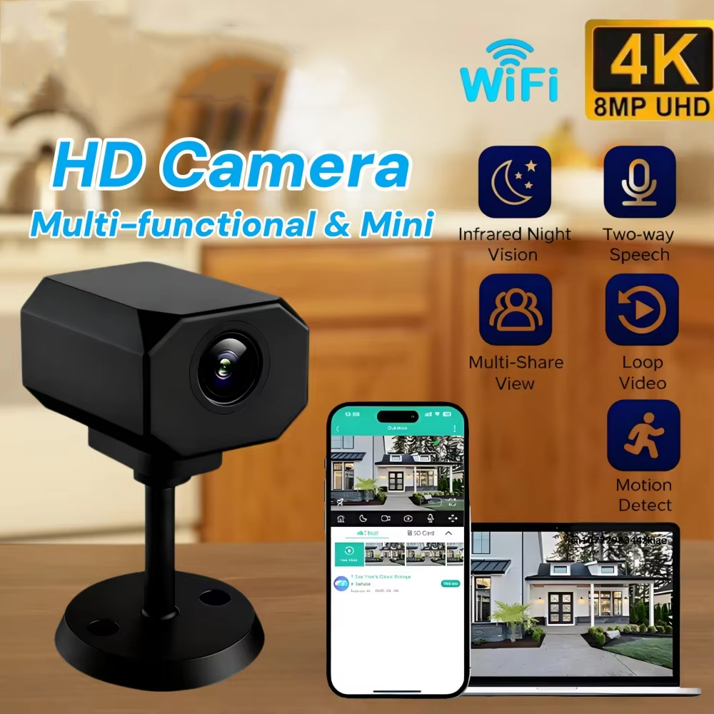 4K HD WiFi セキュリティカメラ 家庭用 ミニ スマ - Home Security Electronics のレビューと価格