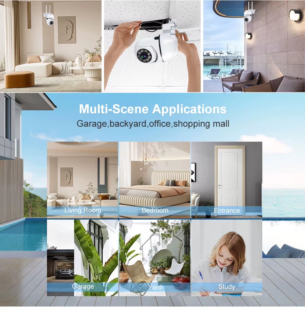 ミニ 5MP HD WiFi 屋外セキュリティカメラ PTZ - Home Yard Security Cameras のレビューと価格