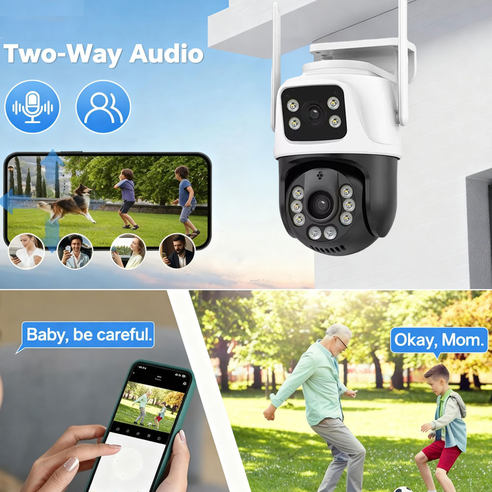 8MP 4K WiFi PTZセキュリティカメラ デュアルレ - Home Yard Security Cameras のレビューと価格