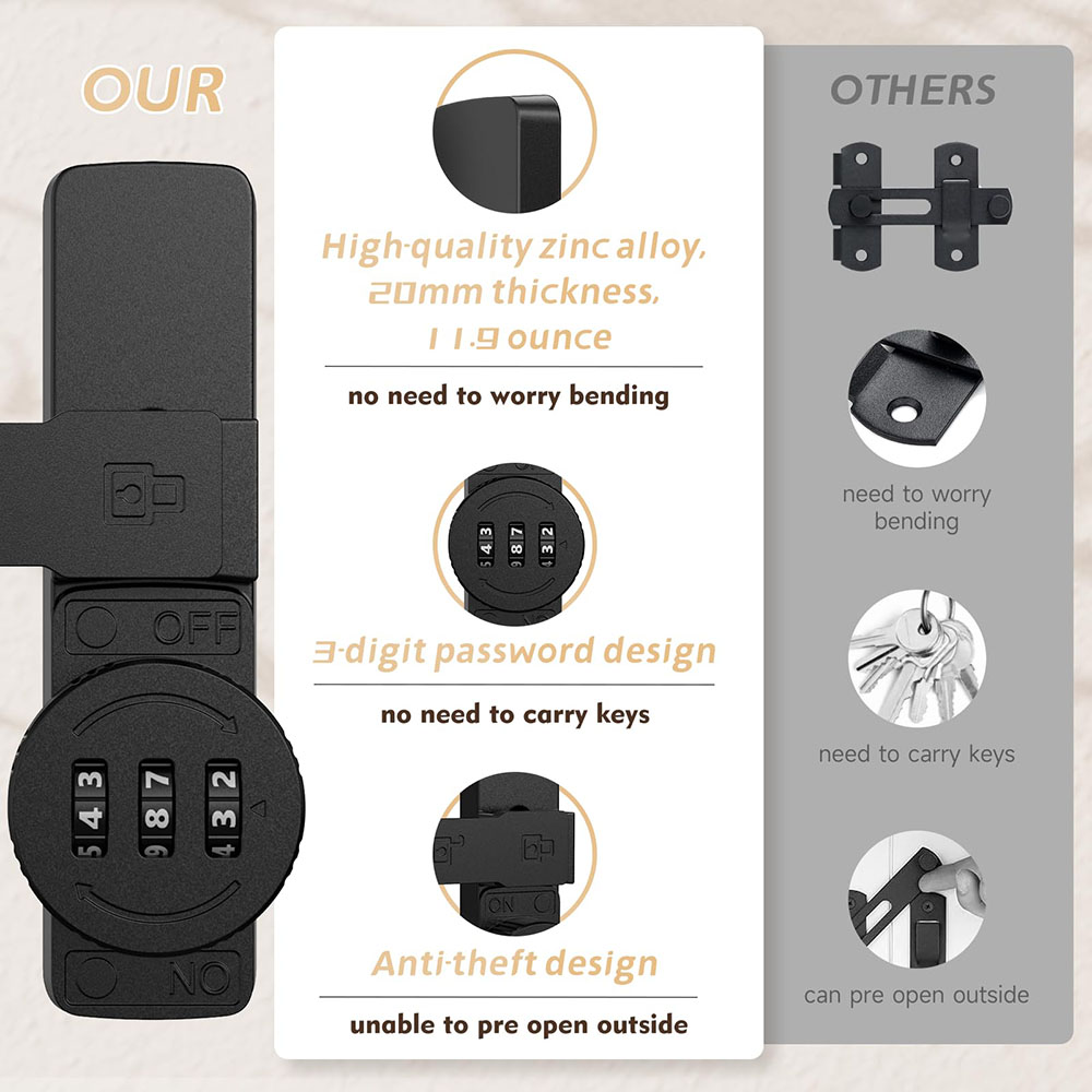 セキュリティ納屋ドアロック 3桁コンビネーションロック ホー - Home Security Locks For Doors のレビューと価格