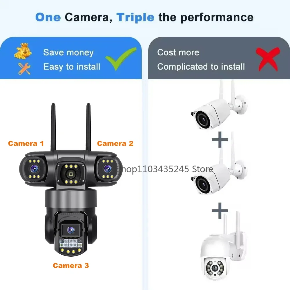 3レンズ4G Wifi監視カメラは、屋外庭園用のSIMカード - Home Yard Security Cameras のレビューと価格