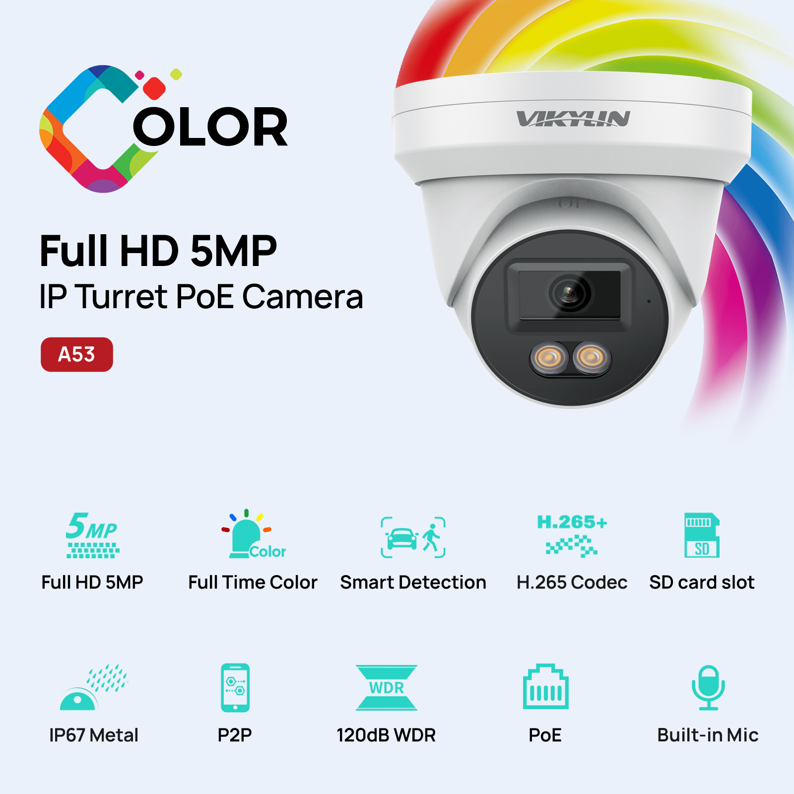 VIKYLIN 5MP IP セキュリティカメラ フルカラー - Home Security Service のレビューと価格