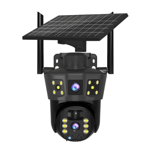 ソーラーパネル付きソーラーセキュリティカメラ 屋外用2レンズ - Home Yard Security Cameras のレビューと価格