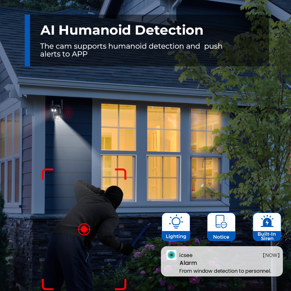 屋外用8MP 4K WiFi PTZセキュリティカメラ デュ - Home Yard Security Cameras のレビューと価格