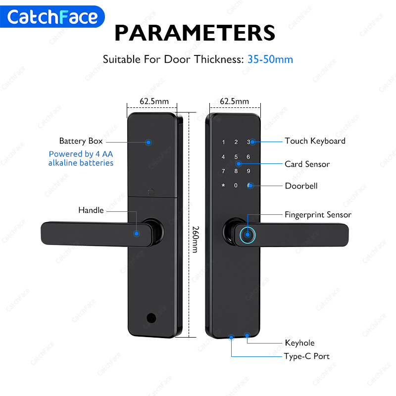 TTLock 指紋スマートドアロック安全デジタル電子ロック  - Home Security Locks For Doors のレビューと価格