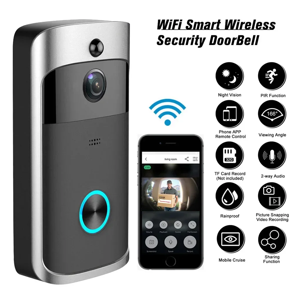 720P HD スマートホームワイヤレス WIFI ドアベル - Home Security Lidar のレビューと価格