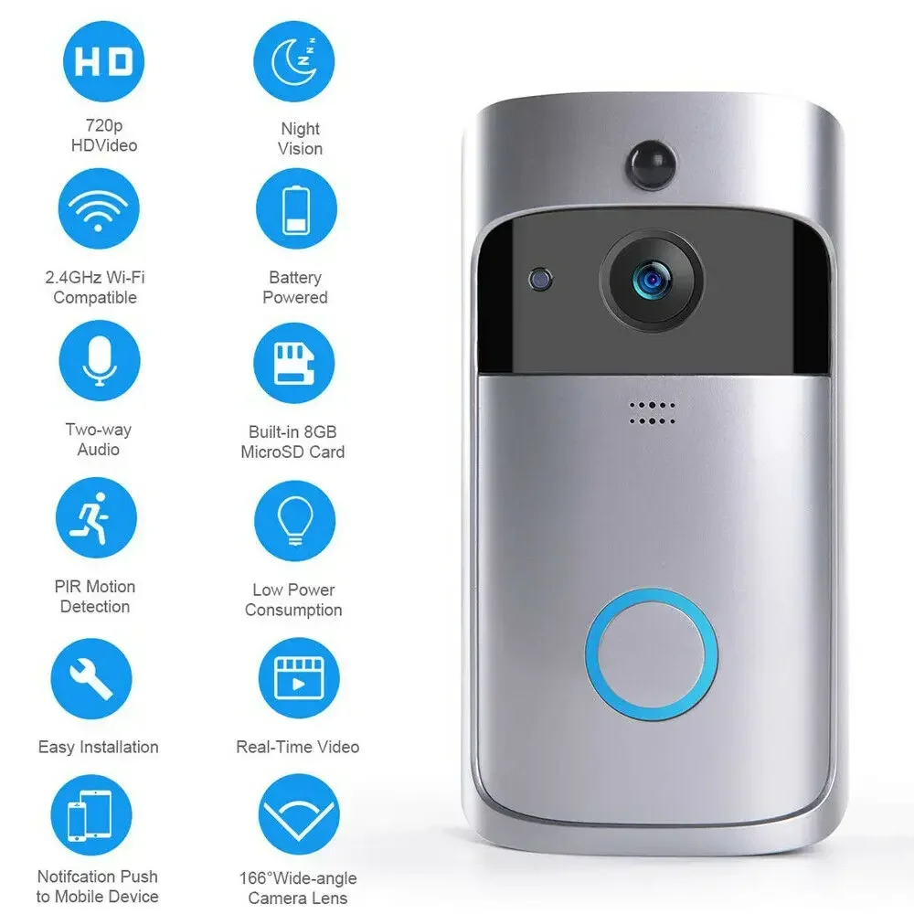 720P HD スマートホームワイヤレス WIFI ドアベル - Home Security Lidar のレビューと価格