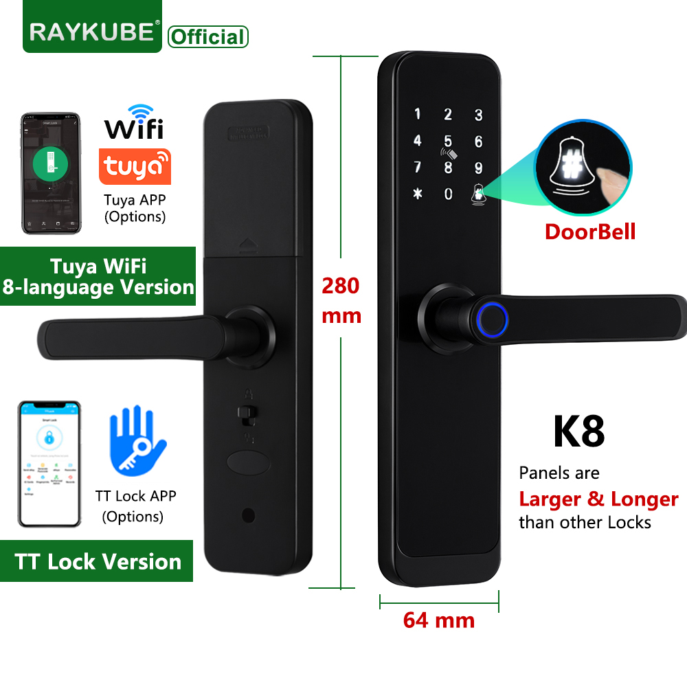 RAYKUBE K8 スマートドアロック TTlock Bl - Home Security Keypad のレビューと価格