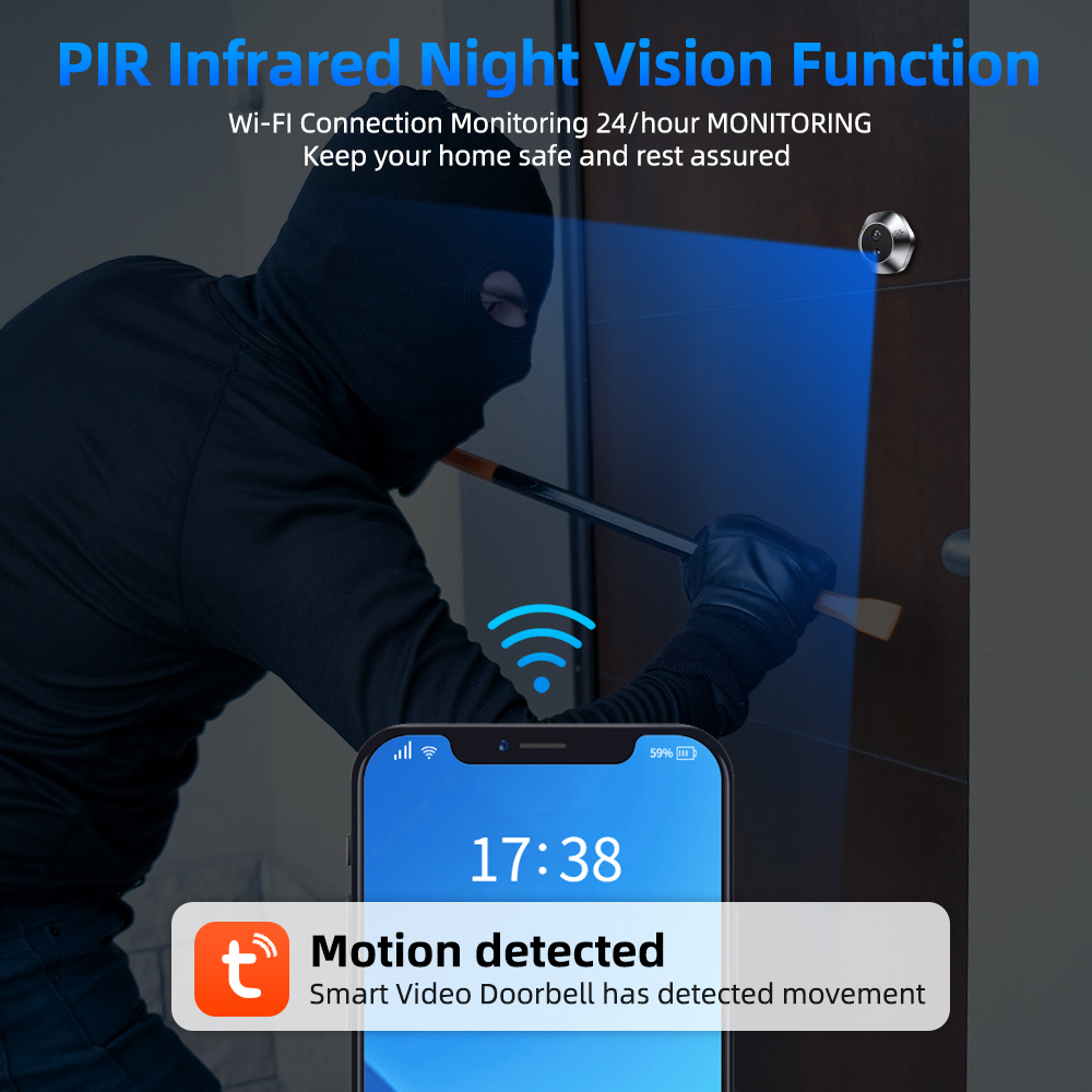 Tuya-スマートのぞき穴ビデオカメラ,ホームセキュリティ, - Home Security Doorbell Camera のレビューと価格