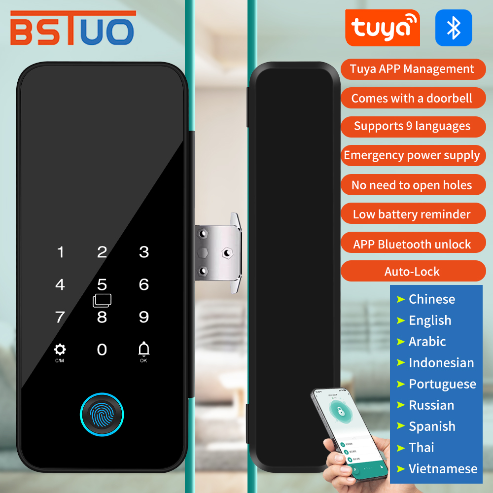 多機能スマートガラスドアロック電子デジタル生体認証指紋Tuy - Home Security Keypad のレビューと価格